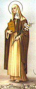 29 kwietnia przypada wspomnienie/święto: Święta Katarzyna ze Sieny, dziewica i doktor Kościoła patronka Europy.

Katarzyna Benincasa urodziła się 25 marca 1347 r. w Sienie (Włochy). Była przedostatnim dzieckiem z dwudziestu pięciu, w mieszczańskiej rodzinie Jakuba Benincasy i Lapy Piangenti – córki poety Nuccio Piangenti. Przyszła na świat jako bliźniaczka, ale jej siostra, Janina, zaraz po urodzeniu zmarła. Rodzina jednak nie cierpiała biedy, skoro stać ją było na to, by przyjąć do swego grona sierotę po starszym bracie, Tomasza Fonte, który, po wstąpieniu do dominikanów, był pierwszym spowiednikiem Katarzyny.
Katarzyna już jako kilkuletnia dziewczynka była przeniknięta duchem pobożności. Wspierana Bożą łaską w wieku 7 lat (w 1354 r.) złożyła Bogu w ofierze swoje dziewictwo. Kiedy miała 12 lat, doszło po raz pierwszy do konfrontacji z matką, która chciała, by Katarzyna wiodła życie jak wszystkie jej koleżanki, by korzystała z przyjemności, jakich dostarcza młodość. Natomiast Katarzyna od wczesnej już młodości marzyła o całkowitym oddaniu się Panu Bogu. Dlatego wbrew woli rodziców obcięła sobie włosy i zaczęła prowadzić życie pokutne. Zamierzała najpierw we własnym domu uczynić sobie pustelnię. Kiedy jednak to okazało się niemożliwe, własne serce zamieniła na zakonną celę. Tu była jej Betania, w której spotykała się na słodkiej rozmowie z Boskim Oblubieńcem. Z miłości dla Chrystusa pracowała nad swoim charakterem, okazując się dla wszystkich życzliwą i łagodną, skłonną do usług. W woli rodziców zaczęła upatrywać wolę ukochanego Zbawcy.